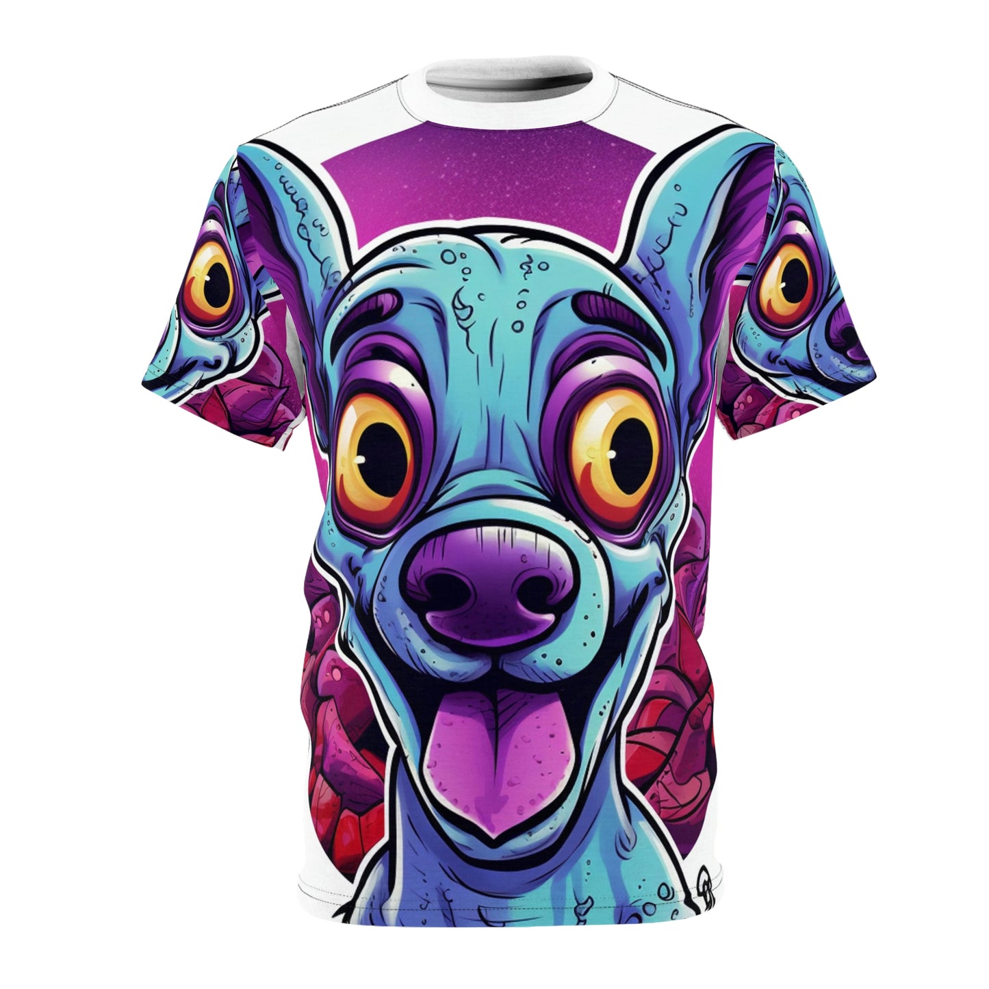 Classic Alien Dog Space Cartoon Style with a Retro Twist Unisex Cut & Sew Tee (AOP)