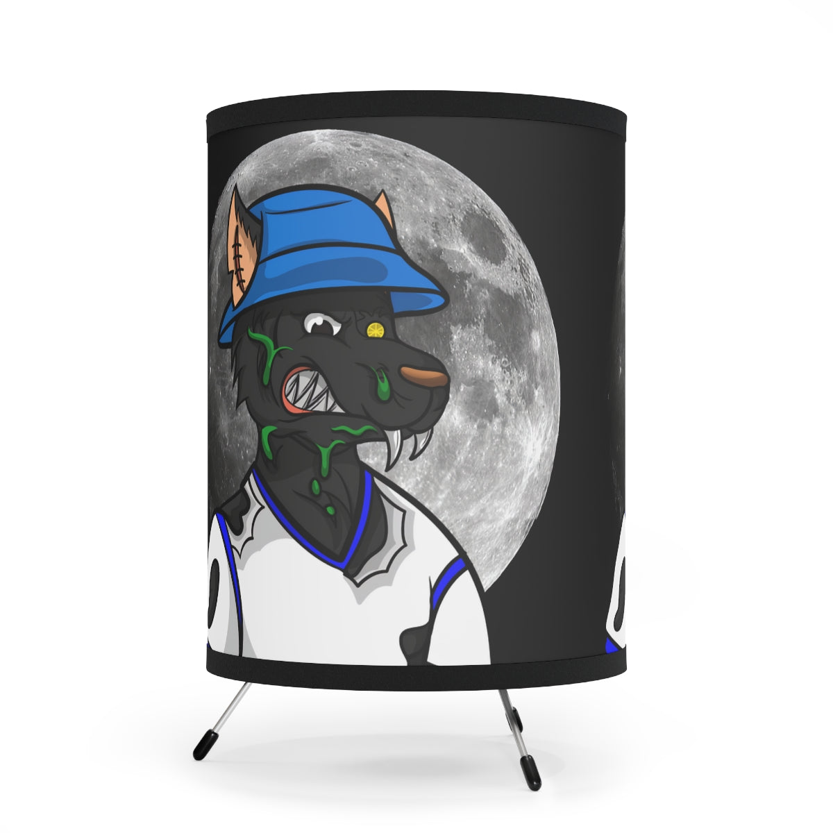 Werewolf Full Moon Cyborg Wolve Tripod Lamp with High-Res Printed Shade, US\CA plug