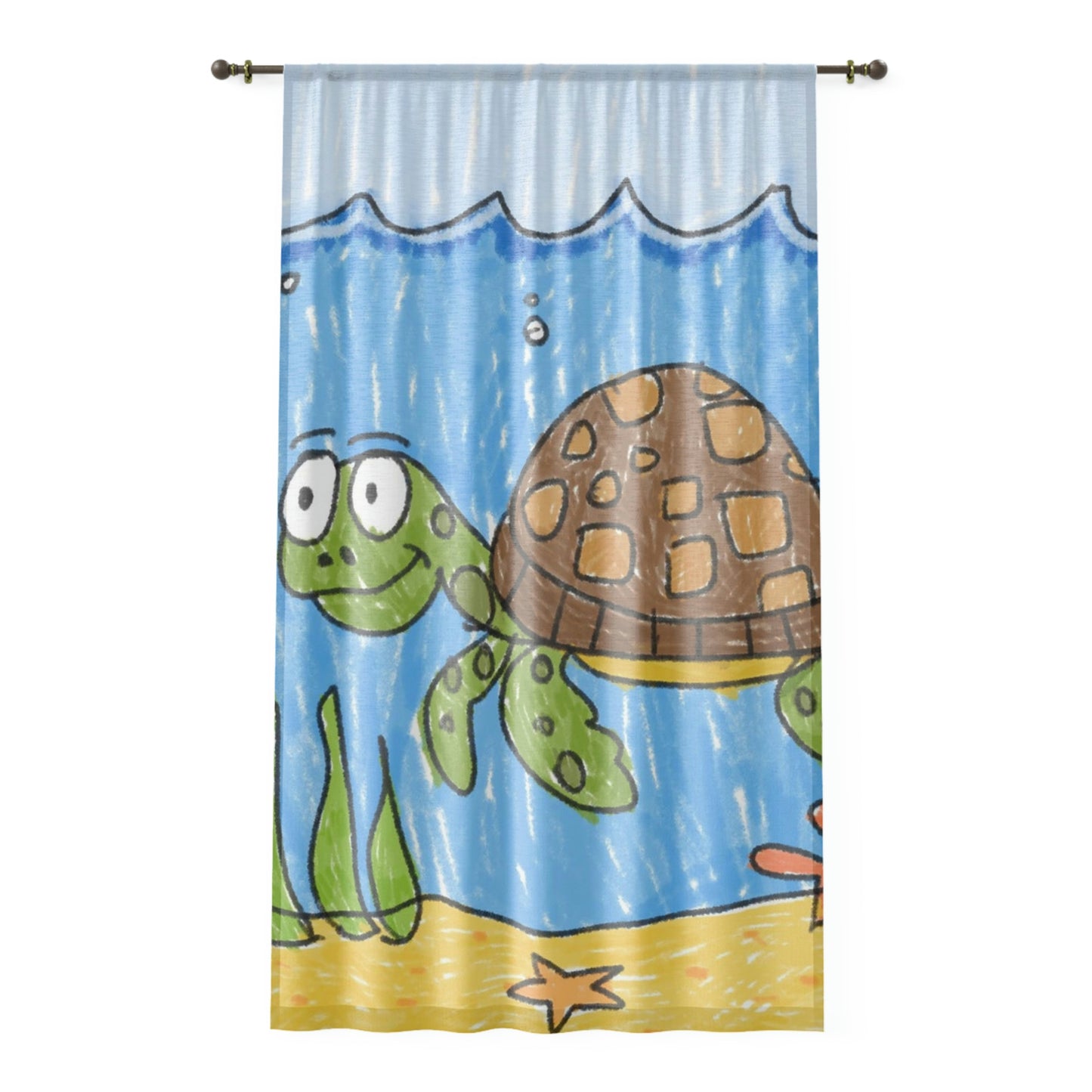 Sea Turtle Beach Sand Ocean Window Curtain