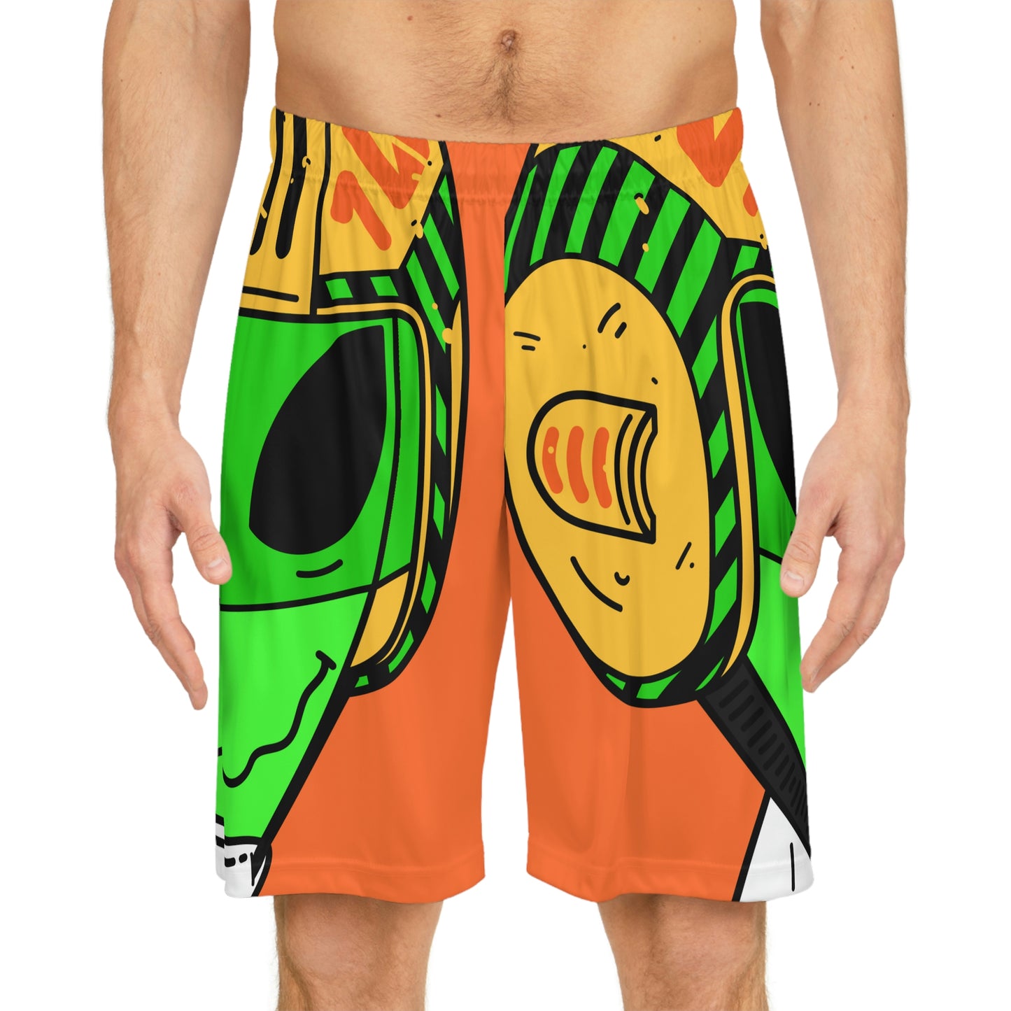 Alien Green Sporty Basketball Shorts (AOP)