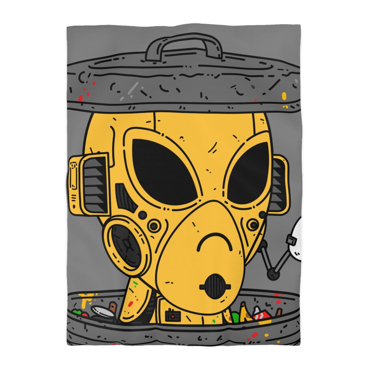 Trashcan Art Egg Armored Yellow Future Alien Cyborg Machine Visitor Microfiber Duvet Cover