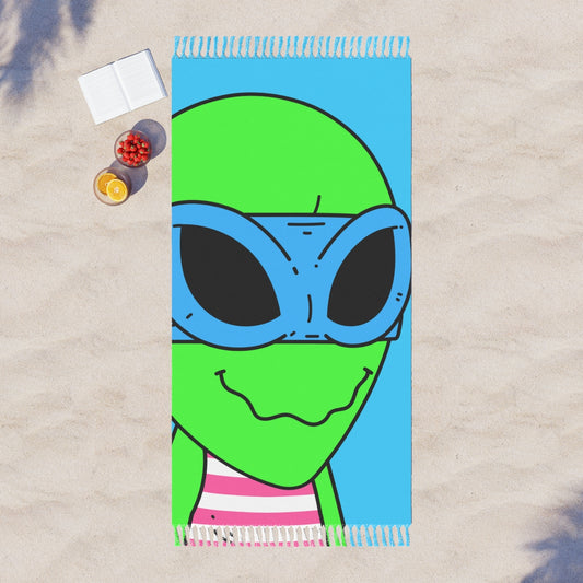 Blue Ninja Superhero Striped Shirt Alien Green Visitor Boho Beach Cloth