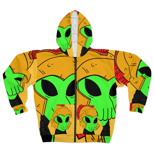 Squid Alien Spartan AOP Unisex Zip Hoodie