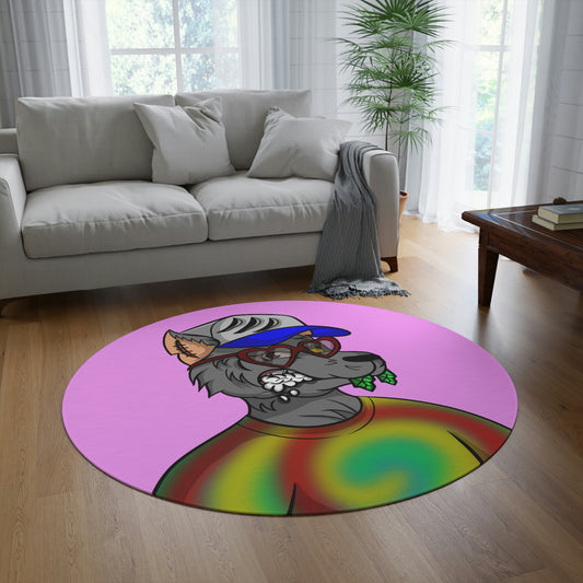 Valentine Heart Wolf Werewolve Tiedye Round Rug