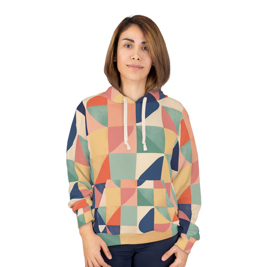 Formas geométricas minimalistas - Sudadera con capucha unisex con diseño de decoración en colores pastel (AOP) 