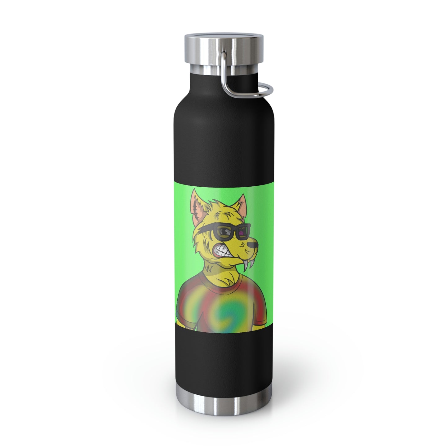 Wolve Cyborg Tie Dye Wolf Shirt Yellow Fur Cool Sun Glasses Copper Vacuum Insulated Bottle, 22oz