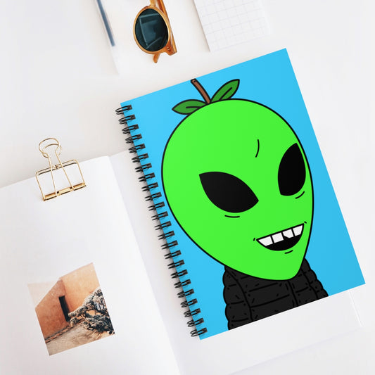 Teacher Apple Alien Space Spiral Notebook - Ruled Line