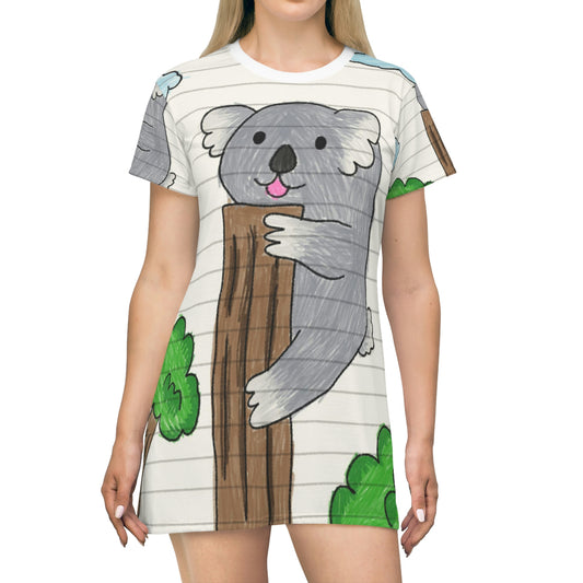Koala Bear Animal Tree Climber All Over Print T-Shirt Dress
