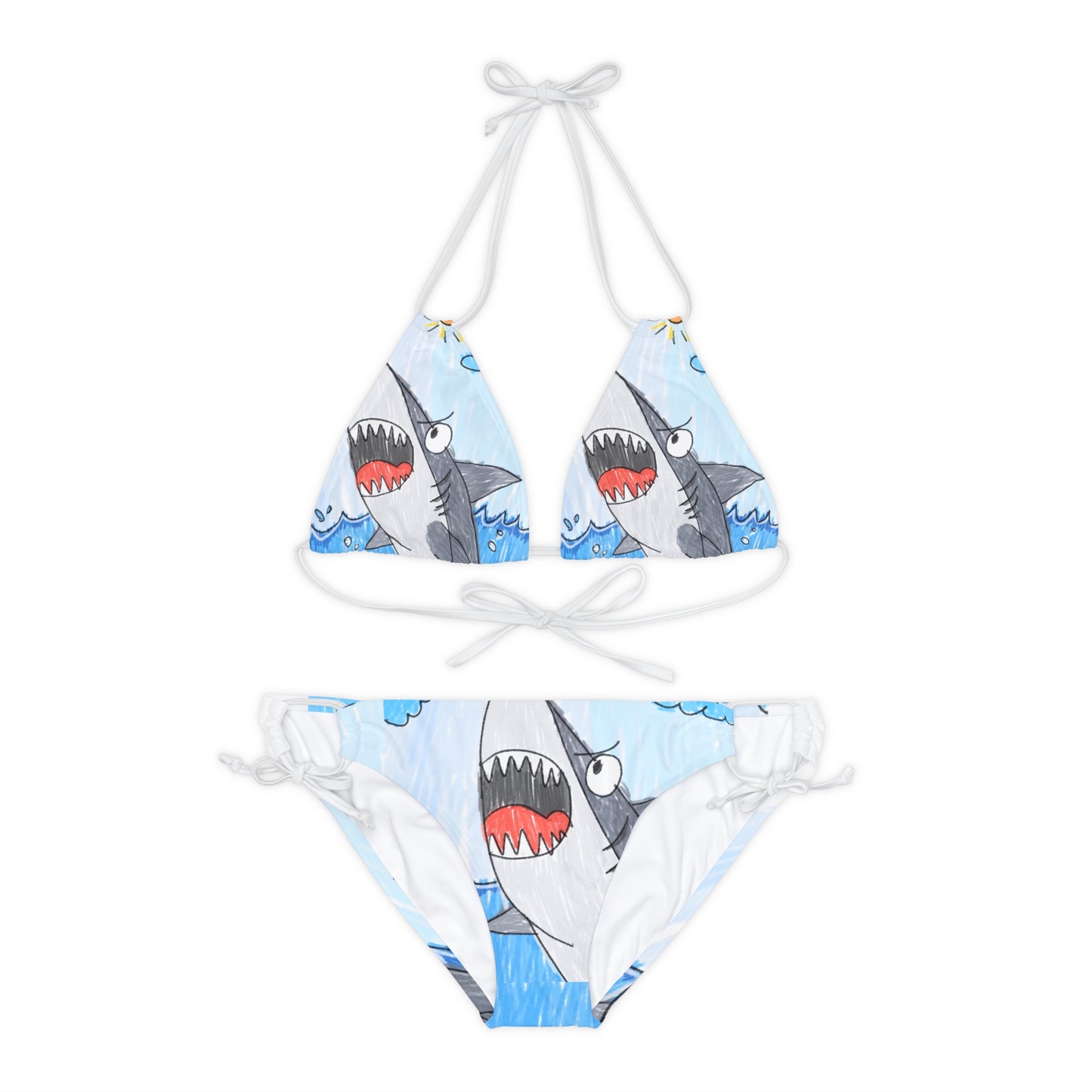 Shark Jaw Teeth Attack Ocean Sea Creature Strappy Bikini Set (AOP)