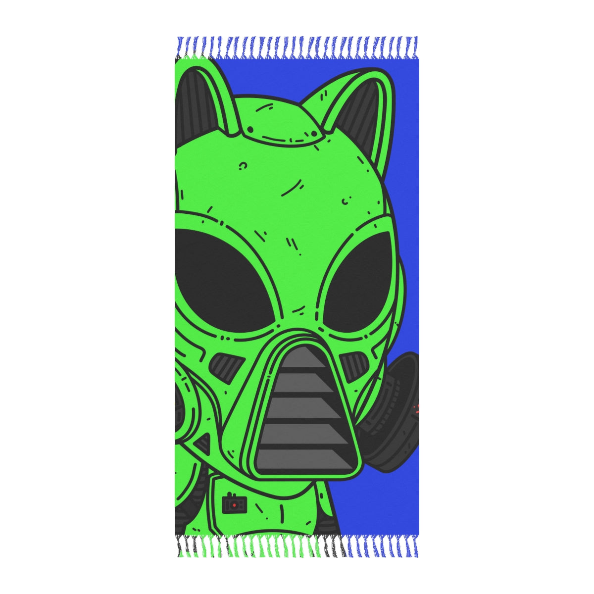 Armored Green Future Alien Cat Cyborg Machine Visitor Boho Beach Cloth