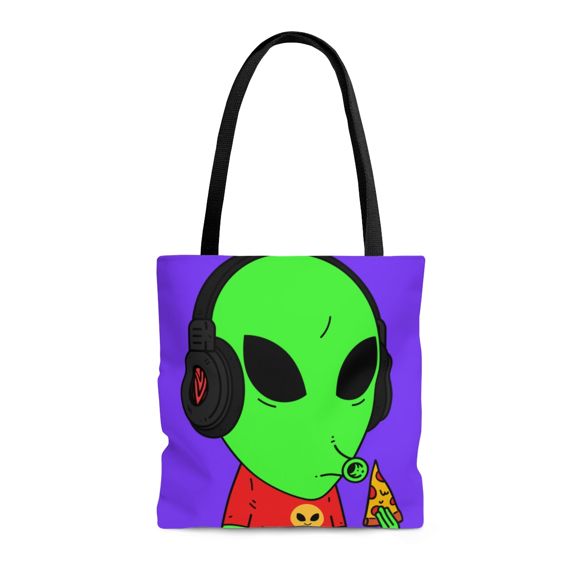 The Visitors Pizza Alien with Headphones AOP Tote Bag