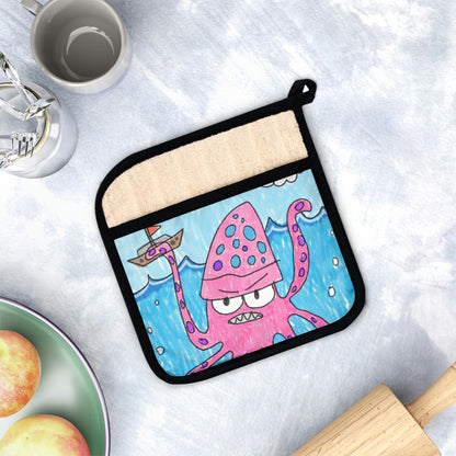 El Kraken Octopus Clean Graphic Pot Holder con bolsillo