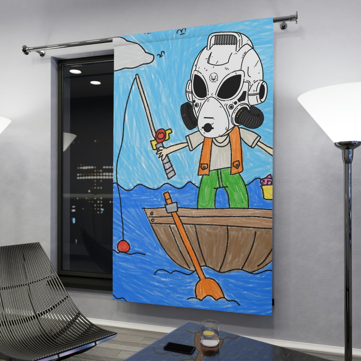 Fisher Fishing Fish Boat Bot Alien LOL Visitor Window Curtains (1 Piece)