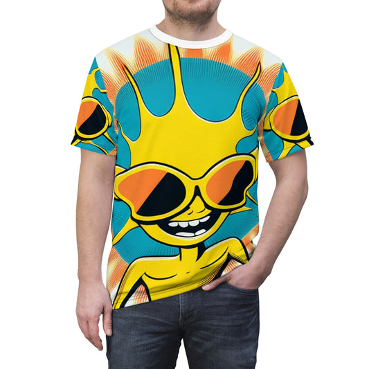 Alien Sunshine Anime Cartoon Style Unisex Cut & Sew Tee (AOP)