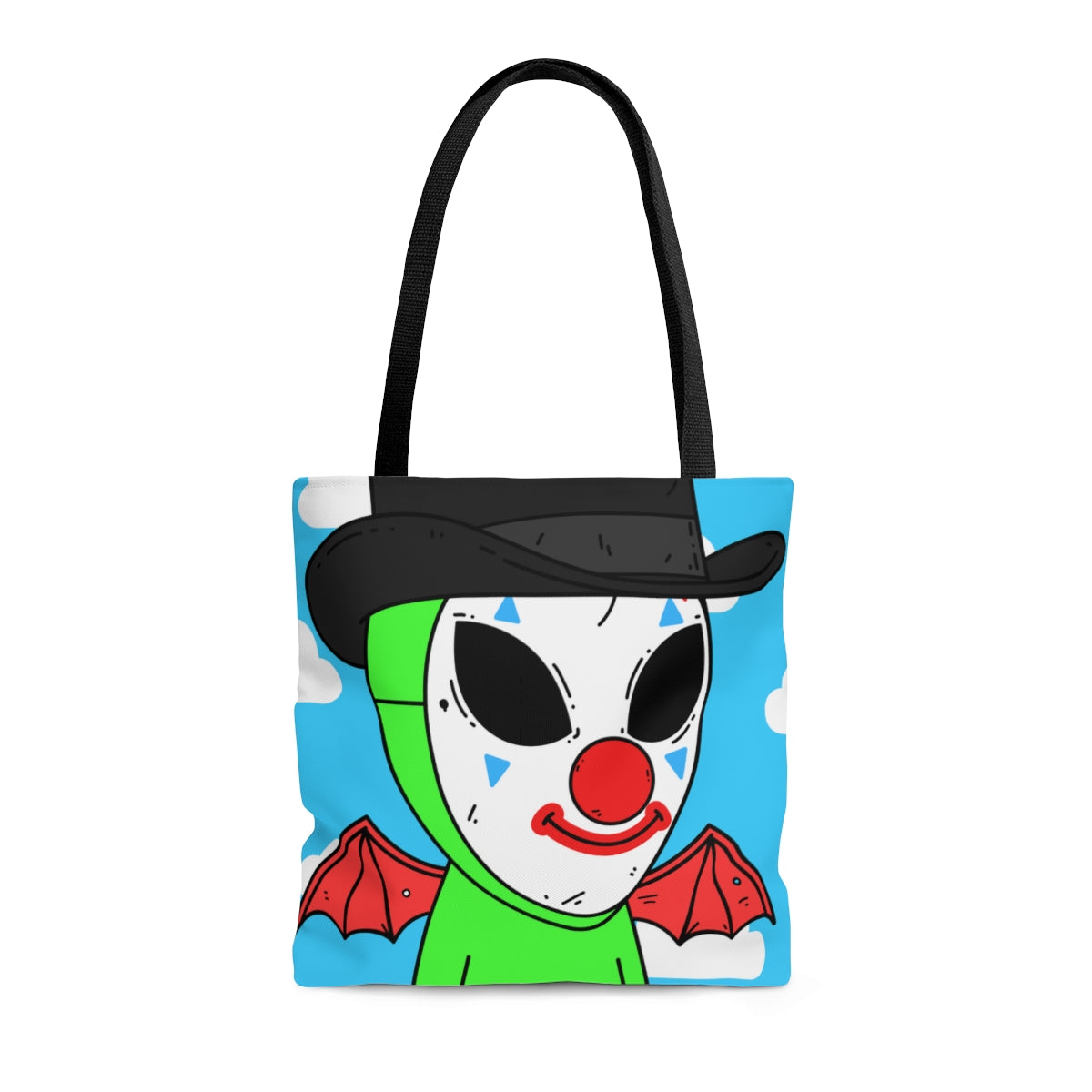 Clown Visitor Green Alien w/ Devil Wings AOP Tote Bag