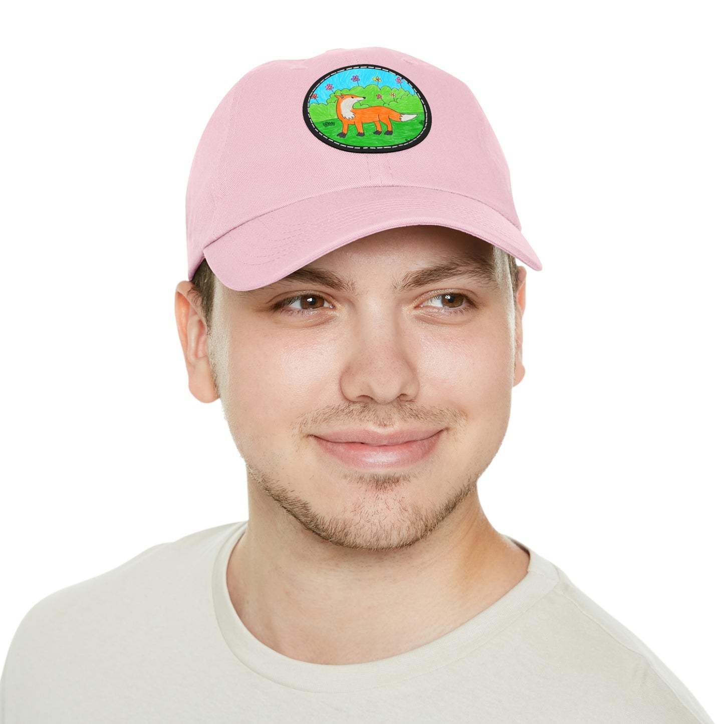 Fox Woodland Animal Foxy Dad Hat レザーパッチ付き (ラウンド)