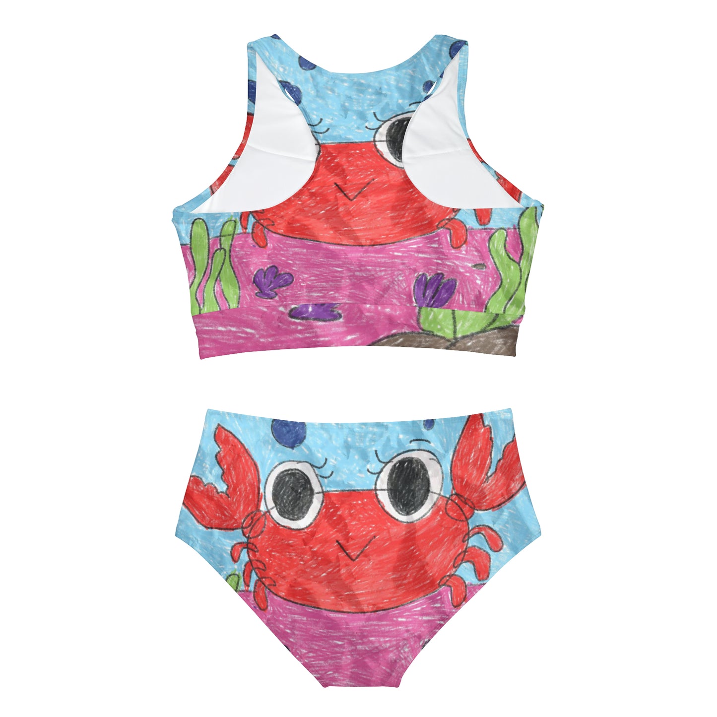 Lobster Crab Graphic Sea Lovers Sporty Bikini Set (AOP)