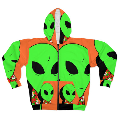 Shadow Effect Alien AOP Unisex Zip Hoodie