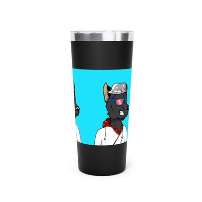 Cyborg Wolf Hoodie Sweatshirt Fedora Cap Copper Vacuum Insulated Tumbler, 22oz