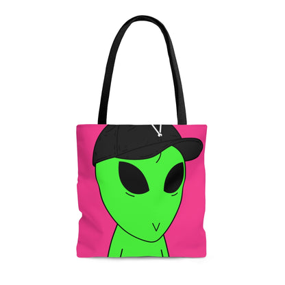 V Face Visitor Green Body Alien Black Hat Visi AOP Tote Bag