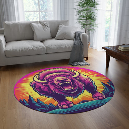 Alfombra redonda estilo Buffalo American Bison Graphic USA 