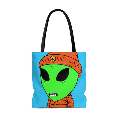 Chaqueta hinchada naranja Dientes digitales Sombrero de paz Visitante Alien AOP Bolsa de tela 