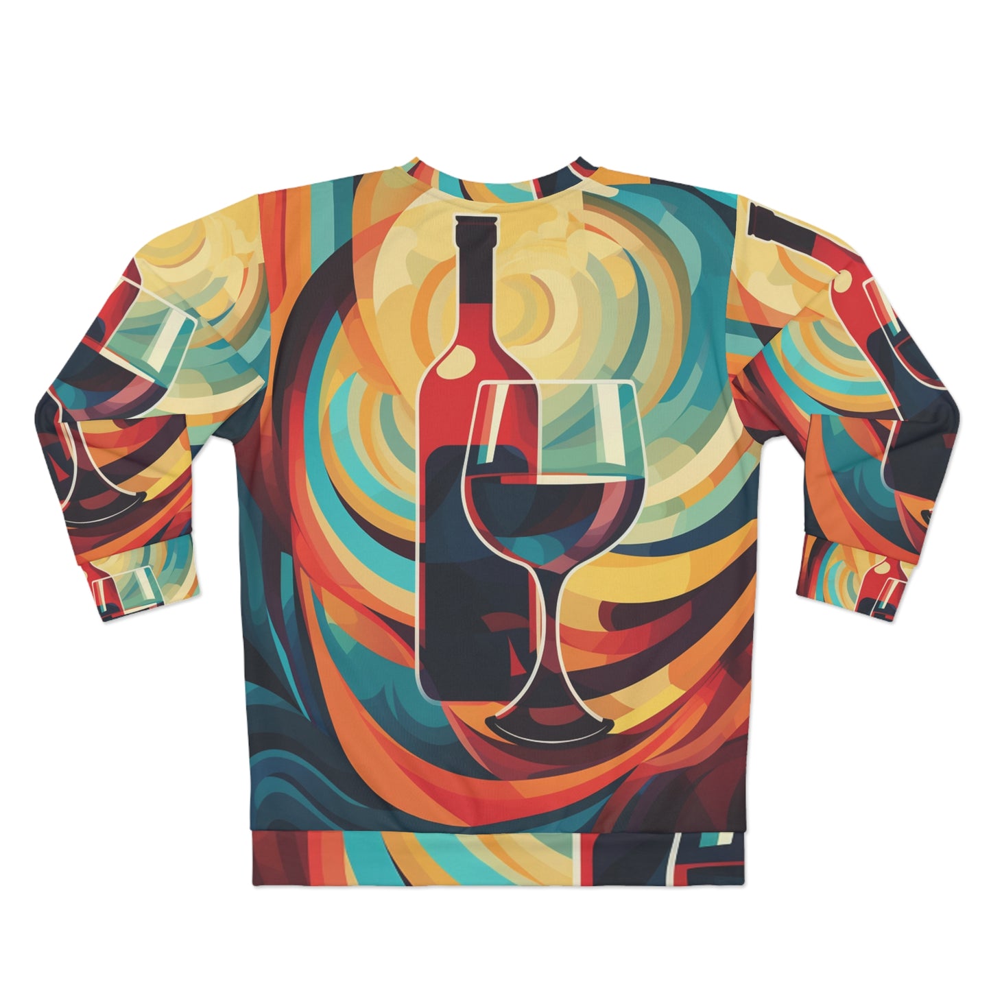 Wine Lover Abstract - Bottle & Glass Design Unisex Sweatshirt (AOP)