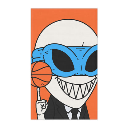 Alien BBall Sport Ninja Mask Big Smile Teeth Game Player Naranja Baloncesto Toalla de cocina 