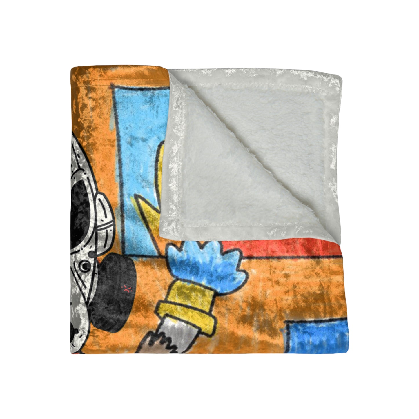 Robot Fire Fighter LOL Alien Visitor Crushed Velvet Blanket