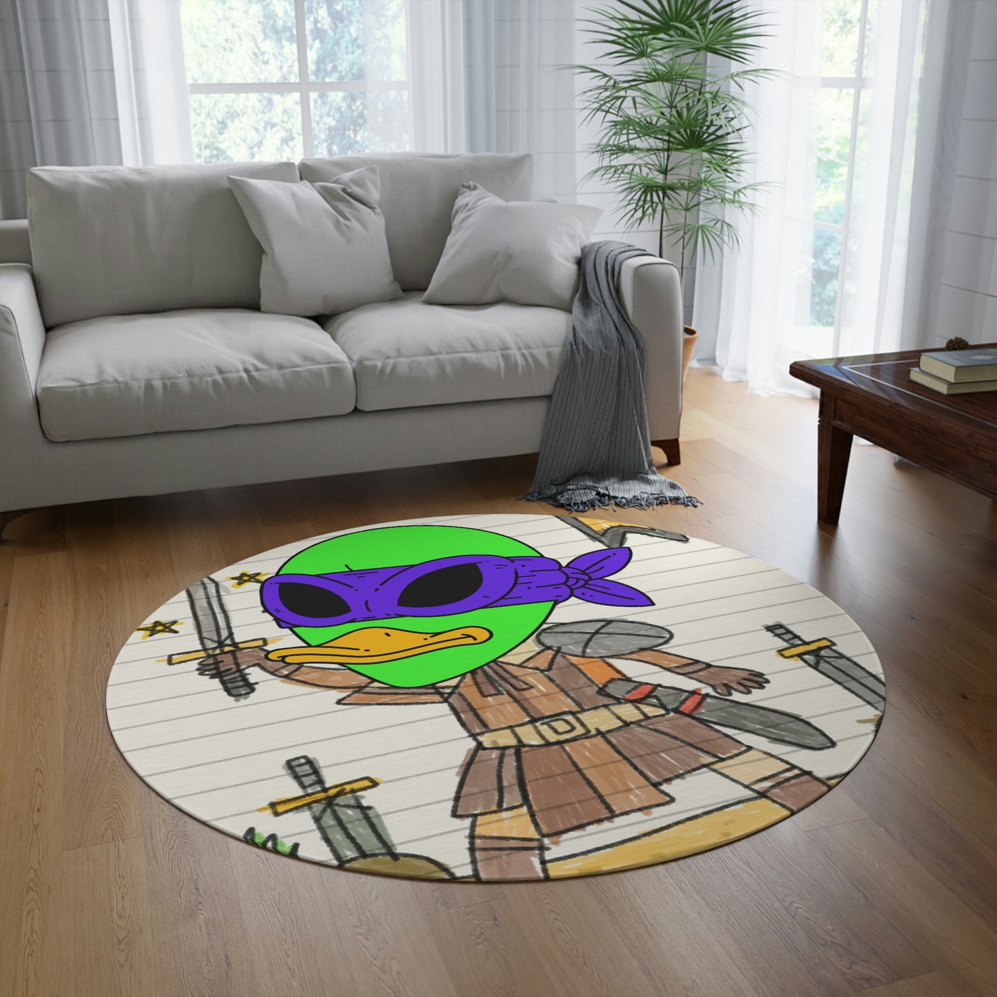 Ninja Sword Turtle Alien Soldier Visitor 751 Round Rug