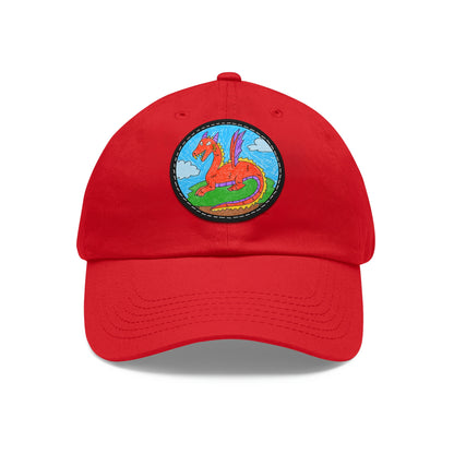 Fierce Dragon Medieval Dad Hat with Leather Patch (Round)