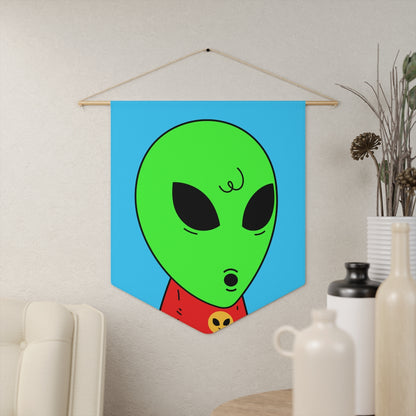 Wow Face Green Alien Visis Red Shirt One Hair Pennant