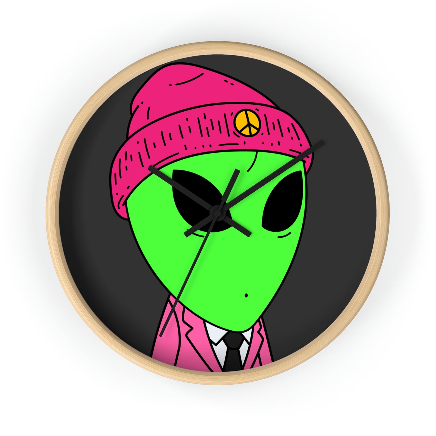 Peace Alien Pink Visi Suit Business Wall clock