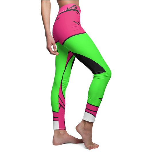 Pink Bear Green Peace Hand Tongue Visitor Alien Women's Cut & Sew Casual Leggings