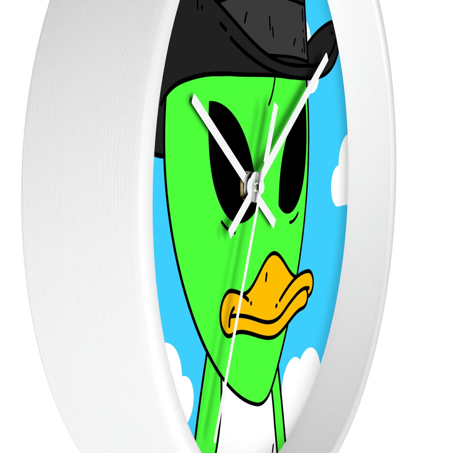 Visitors Green Alien Duck Black Top Hat Wall clock