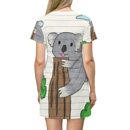 Koala Bear Animal Tree Climber All Over Print T-Shirt Dress