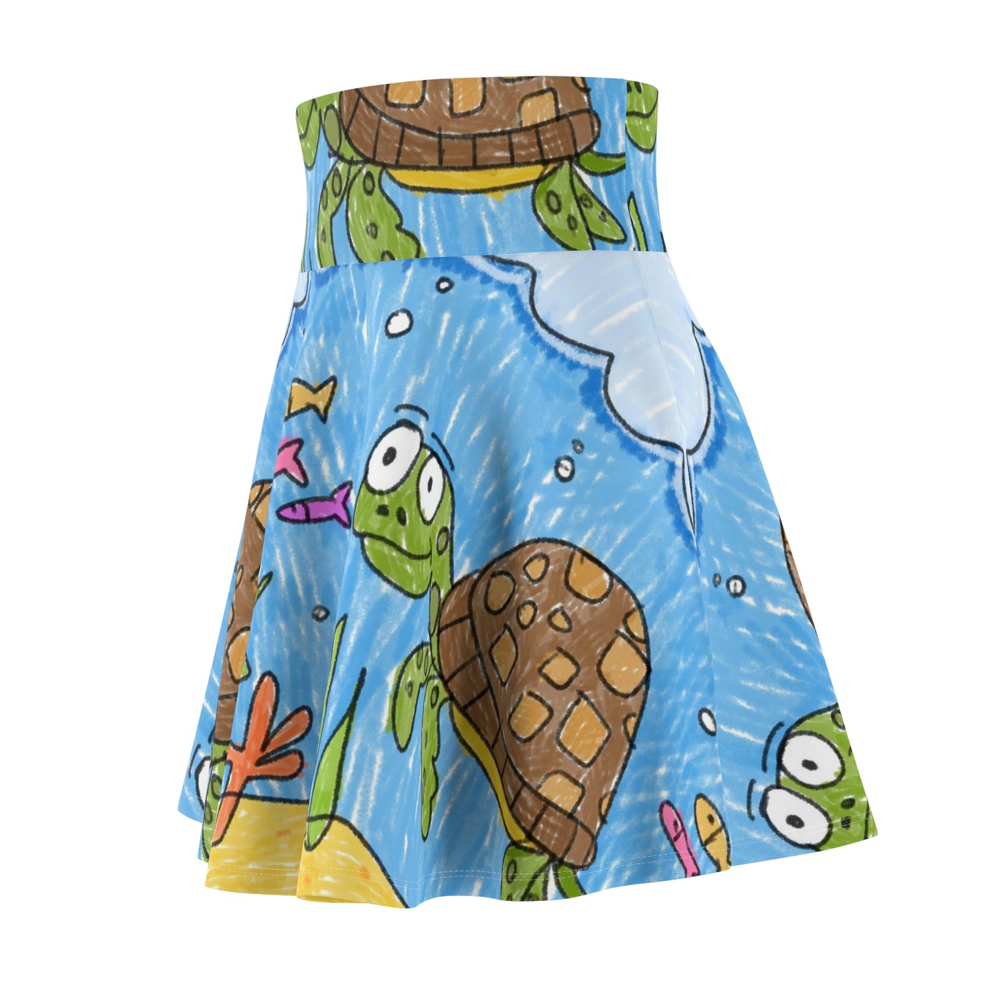 Sea Turtle Beach Sand Ocean Women's Skater Skirt