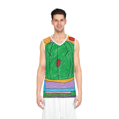 Desert Cactus Sumo Wrestler Graphic Basketball Jersey (AOP)