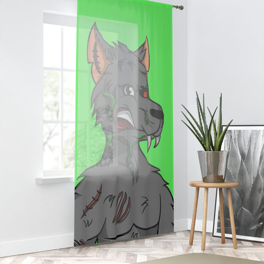 Wolf Grey Cyborg Animal Werewolve Window Curtain