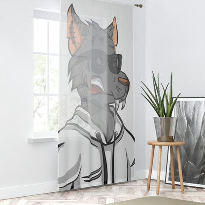 Cyborg Wolf Black Shades White Sweatshirt Wolve Window Curtain