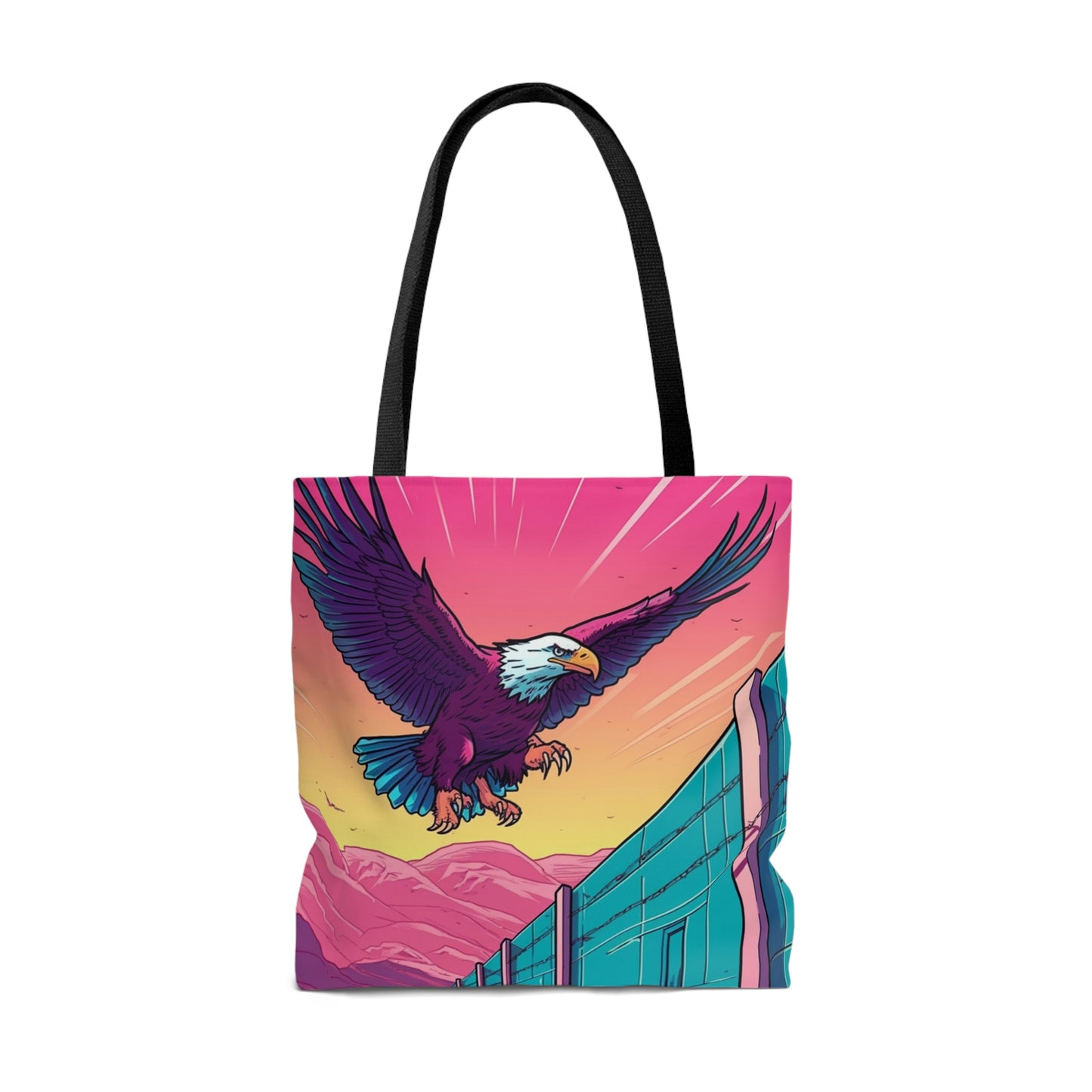 American Bald Eagle Border Build Fly Wall Graphic Tote Bag (AOP)