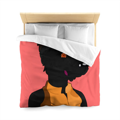 The Cyborg Wolve Orange Puffy Jacket Bucket Hat Microfiber Duvet Cover