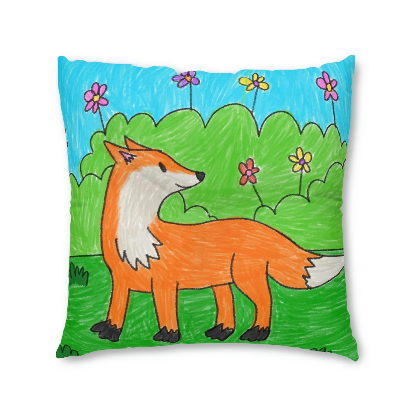 Fox Woodland Animal Foxy Tufted Floor Pillow, Square