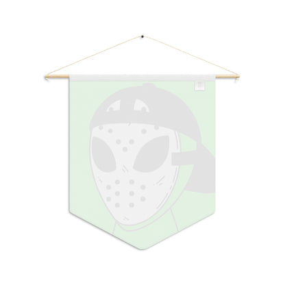 White Hockey Mask Green Alien Visitor Pennant