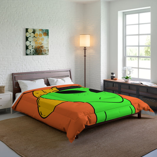 Green Alien Yellow Hat Visitor Bed Comforter