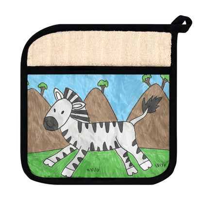 Zebra Graphic Hipster Zebra Animal Pot Holder with Pocket