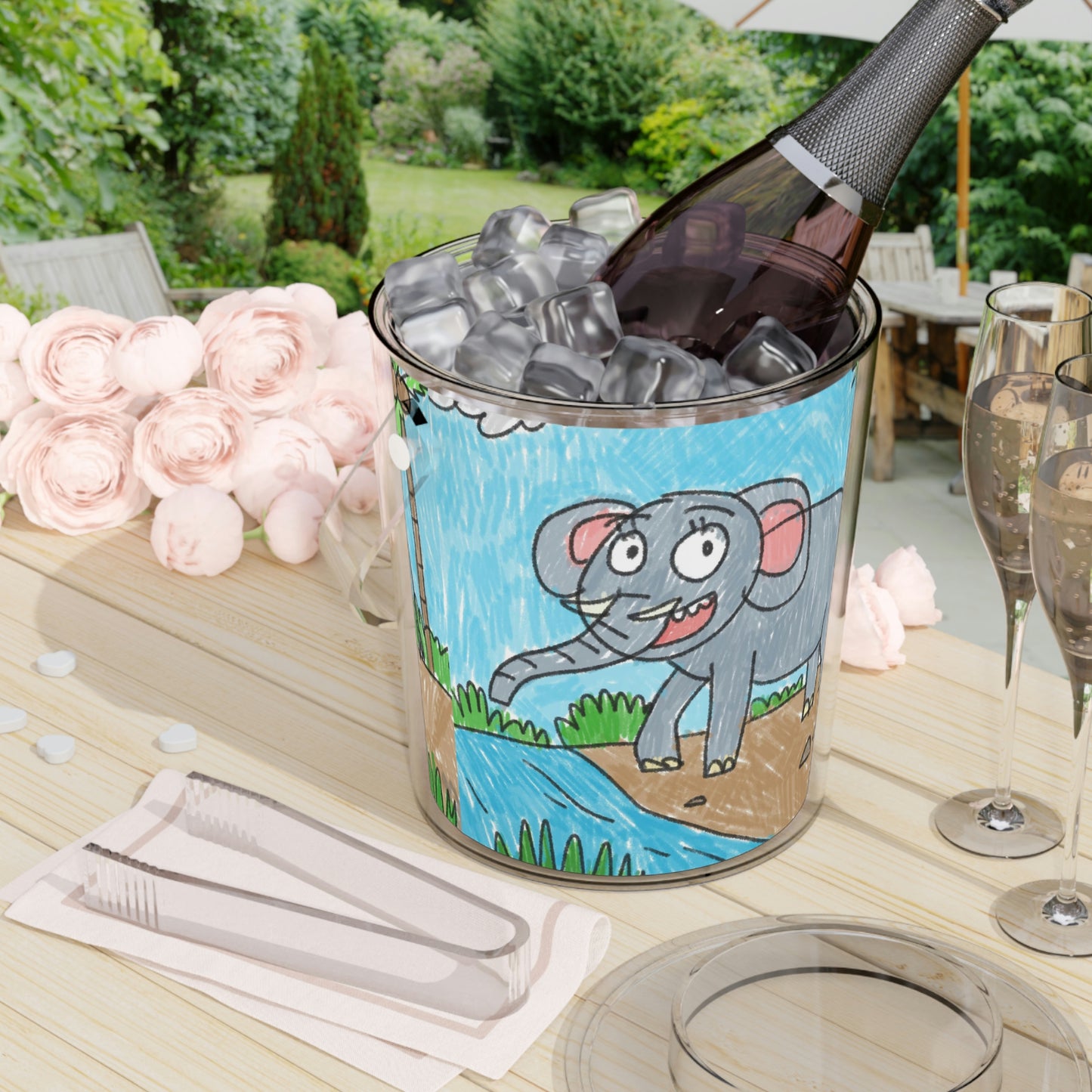 Elefante Elephant King Safari Animal Ice Bucket with Tongs