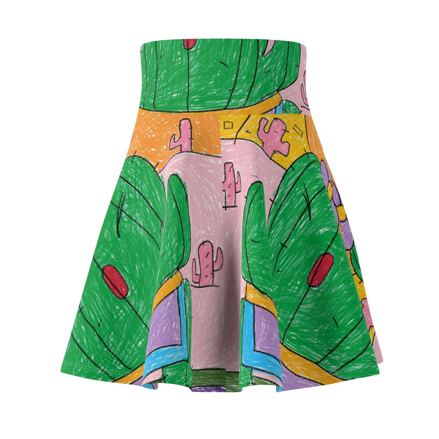 Desert Cactus Sumo Wrestler Graphic Women's Skater Skirt