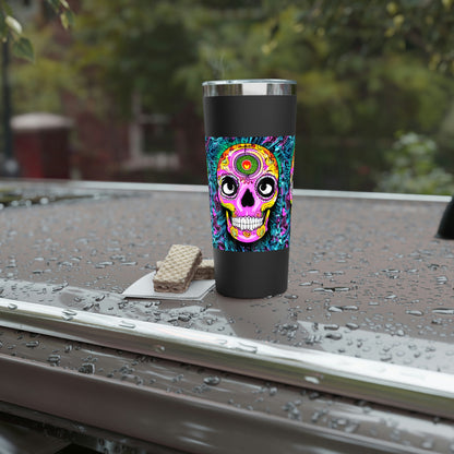 Trippy psychedelic Skull Skeleton Head Face Copper Vacuum Insulated Tumbler, 22oz