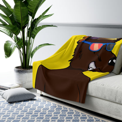 Wolf Cyborg Wolve Sailor Hat Shirtless Sunglasses Brown Fur Sherpa Fleece Blanket